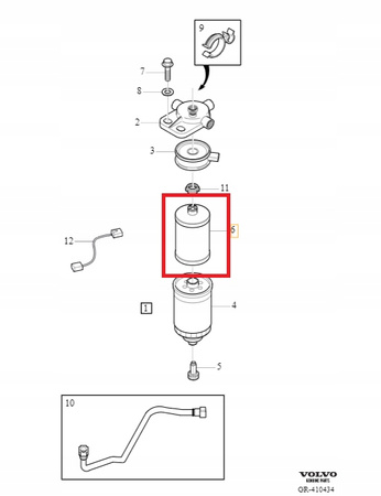 WKŁAD FILTRA PALIWA DIESEL 2.4 D5 VOLVO XC90 S60 S80 V70 OE 32242175