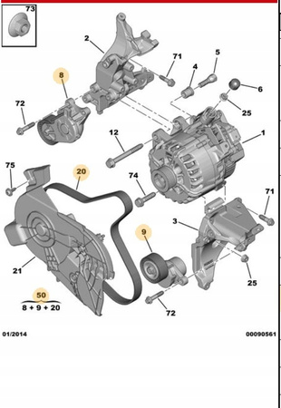 Zestaw Paska Osprzętu 1,6 HDI Citroen OE 1611277480
