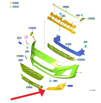 UCHWYT HALOGENU GRILLA LEWY FORD FOCUS 18- 22 2376365 _ JX7B-15A299-VC5UAW