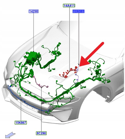 WIĄZKA PRZEWODÓW SILNIKA 2.3 MUSTANG 2017- OE 2175204 _ JU5T-12C508-SD