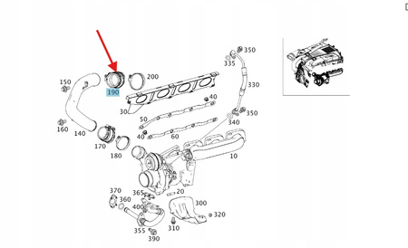 ZŁĄCZE DOLOTU INTERCOOLERA BENZYNA M157 M278 MERCEDES OE A2780941291