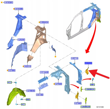 LEWA PŁYTKA ZAMYKAJĄCA ŚWIATŁO TYŁ FORD ECOSPORT 2008736 _ CN15-13A483-AD