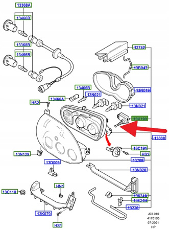 STEROWNIK POZIOMU REFLEKTORÓW FORD PUMA 1997- 1038443 _ V97FB-13K198-AA