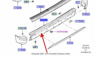 ZDERZAK TYŁ FORD TRANSIT CONNECT MK1 2009- 5007970 _ 9T16-17K823-FA