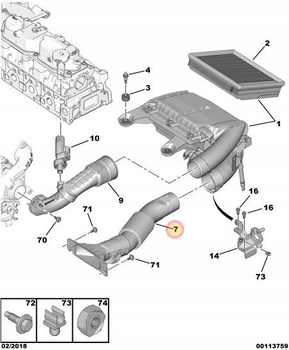 PRZEWÓD DOLOTOWY POWIETRZA CITROEN BERLINGO JUMPY OE 9806604180