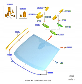 SZYBA PRZEDNIA FORD FIESTA Mk8 2022- OE 2628829 _ H1BB-A03100-CH