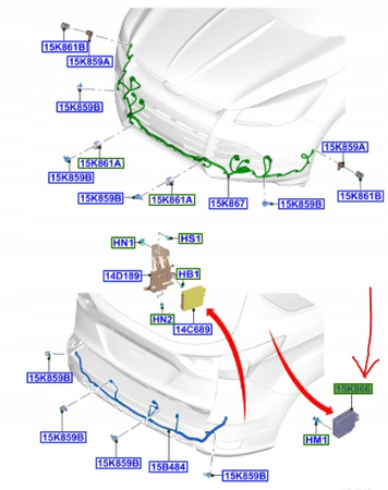 MODUŁ CZUJNIKÓW PARKOWANIA FORD KUGA C-MAX FOCUS _ 1867336 _  DV4T-15K866-BK