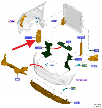 PRAWA KIEROWNICA POWIETRZA 2.0 ECOBLUE RANGER 19- 2216121 _ JB3B-19E670-AB