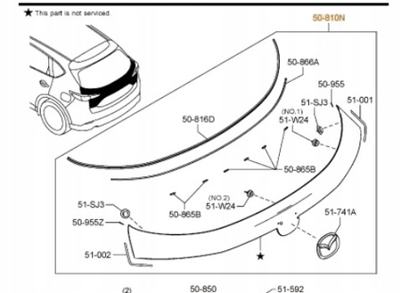 LISTWA DEKORACYJNA ZDERZAKA MAZDA CX-5 KF 2017-2023_KB7W50810P33 