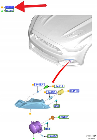KIERUNKOWSKAZ I POSTOJÓWKA LEWA MUSTANG 2015- 17 OE 5346166 _ FR3B-13201-BD