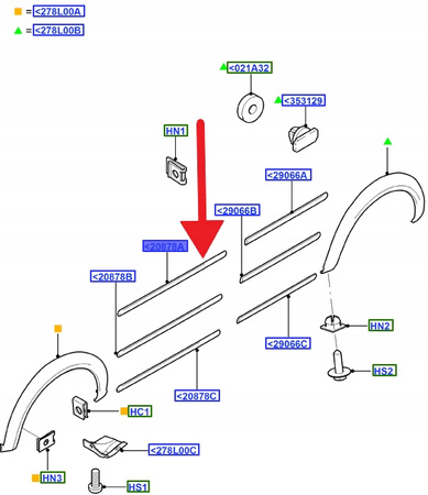 LISTWA GÓRNA DRZWI PRAWY PRZÓD CONNECT 2002- 5205538 _ 9T16-V20938-AD1FAJ