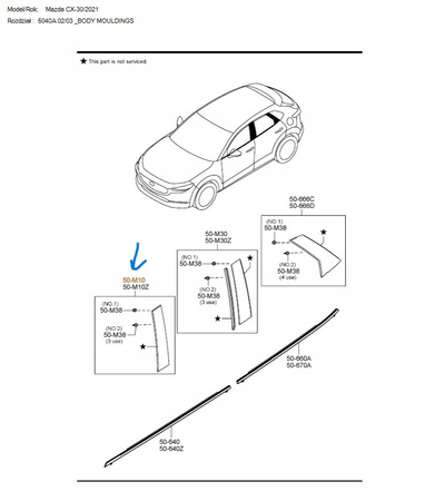 Nakładka prawa ozdobna drzwi przednie -Mazda CX-30_DGH950M10