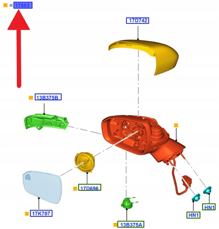 LUSTERKO ZEWNĘTRZNE PRAWE MONDEO 2014- OE 2434977 _ DS73-17E714-EF