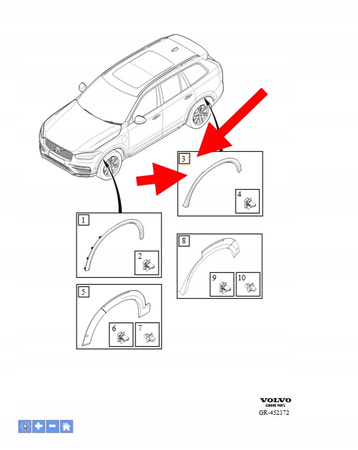 POSZERZENIE DOKŁADKA BŁOTNIKA LEWY TYŁ VOLVO XC90 2016- OEM/OE 40017365