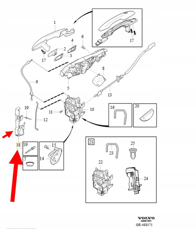 OSŁONA ANTYKRADZIEŻOWA ZAMKA DRZWI PRZÓD VOLVO XC90 2016- OEM/OE 31440787