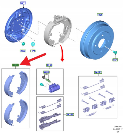ZESTAW SZCZĘK HAMULCOWYCH TYŁ FORD FIESTA 2017- 2112555 _ KTH1BC-2200-AB