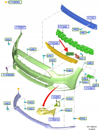 KIEROWNICA POWIETRZA PRZÓD FORD MUSTANG 2015- OE 5298609 _ FR3B-8103-EA