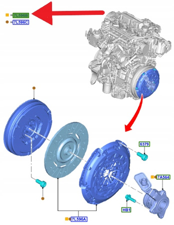 ZESTAW NAPRAWCZY SPRZĘGŁA 2.0 TDCi FORD MONDEO SMAX 1905879 _ DS7Q-7C623-AB