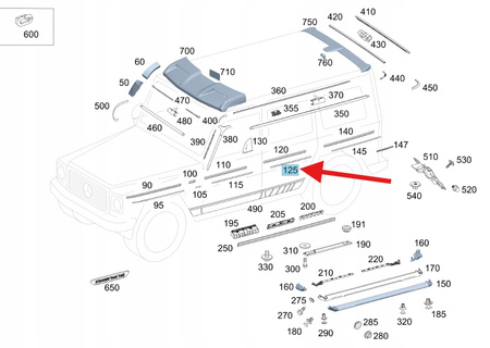 LISTWA OZDOBNA DRZWI LEWY TYŁ MERCEDES G W463 W465 OE A4636980502