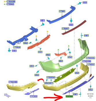 NAKŁADKA DOLNA ZDERZAKA TYŁ FORD EXPLORER 2019- OE 2516094 _ LB5B-17F765-BDPRAA