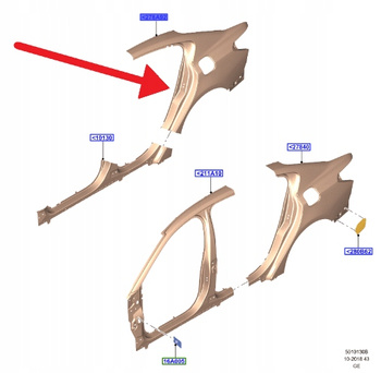 BŁOTNIK PRAWY TYŁ FORD FOCUS SEDAN 2018- OE 2206869 _ JX7B-F278A92-AA