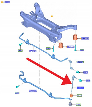 ŁĄCZNIK STABILIZATORA TYŁ L P FOCUS KOMBI 2018- OE 2346598 _ JX61-5C486-BEB