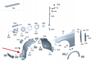 NADKOLE LEWY PRZÓD MERCEDES E klasa W213 W238 OE A2386901503