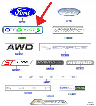 EMBLEMAT NAPIS "ECOBOOST" KLAPA TYŁ FORD KUGA 2020- 2419148 _ LJ6B-16636-AA