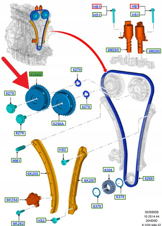 KOŁO ZĘBATE WAŁKA ROZRZĄDU FORD FOCUS KUGA MONDEO 2017716 _ CJ5E-6C525-AE