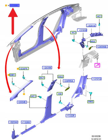 WYKOŃCZENIE SŁUPKA A LEWA FOCUS 2016- OE 2067521 _ F1EB-A03199-AA3AM1