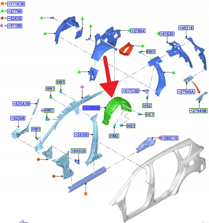 NADKOLE LEWY TYŁ FORD S-MAX GALAXY 2018- OE 2292418 _ JM2B-R280K74-AB