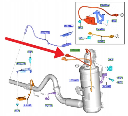 CZUJNIK TEMPERATURY KATALIZATORA 1.5 TDCI FORD OE 2372071 _ JX71-12B591-BA