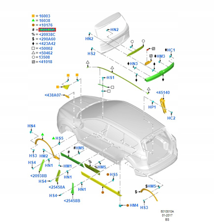 LISTWA DRZWI FORD KUGA MK2 ESCAPE 2012-2016r _ 2111821 _ CJ54-S20307-AD59QR