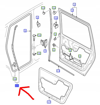 USZCZELKA DRZWI TYŁ LH FORD GALAXY Mk1-2 1994-06 _ 1086004 _ 95VW-A25325-BF