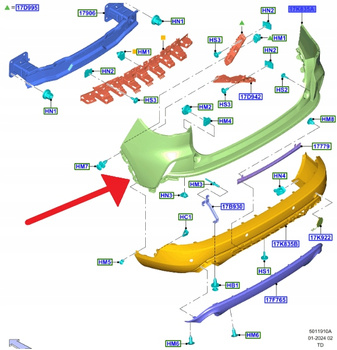 ZDERZAK TYŁ NA PDC FORD KUGA ESCAPE 2020- 2501147 _ LV4B-17A894-SAAPRAA