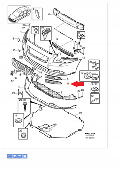 KRATKA ZAŚLEPKA ZDERZAKA PRZÓD LEWA VOLVO V50 2008- OE 30779102