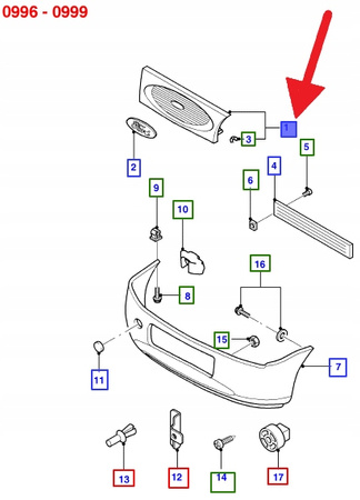 KRATKA CHŁODNICY GRILLA PRZÓD FORD FIESTA 1995- OE 1100888 _ 96FB-13A278-AD