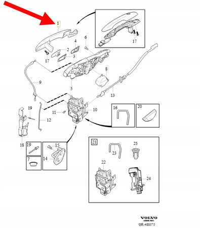 KLAMKA LEWA DRZWI PRZÓD TYŁ LED VOLVO XC90 S90 V90 OEM/OE 40013440