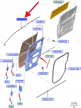 PRAWA GÓRNA USZCZELKA BOKU TRANSIT CONNECT 2013- 2216643 _ DT11-V25314-CG