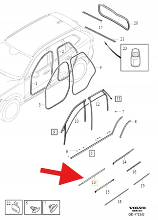 LISTWA ZGARNIAJĄCA DRZWI LEWY PRZÓD VOLVO XC60 2018- OE 31108868