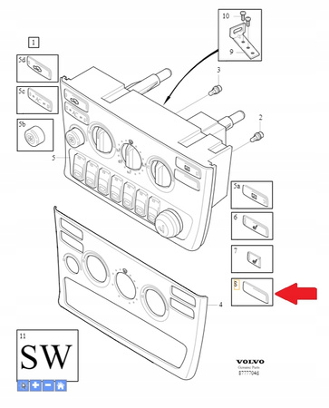 ZAŚLEPKA PANELU KLIMATYZACJI VOLVO XC90 2003- S60 2001- OE 8691508