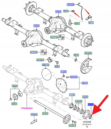 NAKRĘTKA SZEŚCIOKĄTNA OSI TYŁ TRANSIT 2006- OE 4875826 _ 6C11-4254-BC