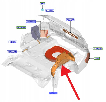WYGŁUSZENIE NADKOLA PRAWY TYŁ FORD FOCUS 2018- 2233696 _ JX7B-A278C62-AB