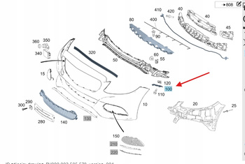 ŚLIZG ZDERZAKA LEWY PRZÓD MERCEDES C klasa W205 OE A2058850821