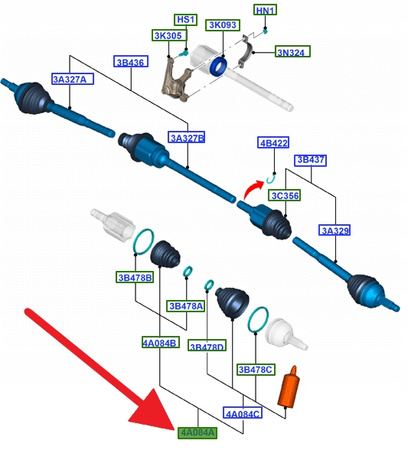 ZESTAW OSŁON PRZEGUBÓW FORD OE KUGA 2008-2012 1595106 8V41-4C062-AB