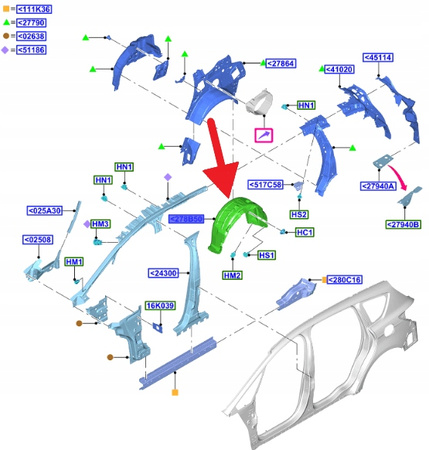 NADKOLE TYLNE LEWE FORD S-MAX GALAXY 2015- OE 1879465 _ EM2B-R280K74-AC