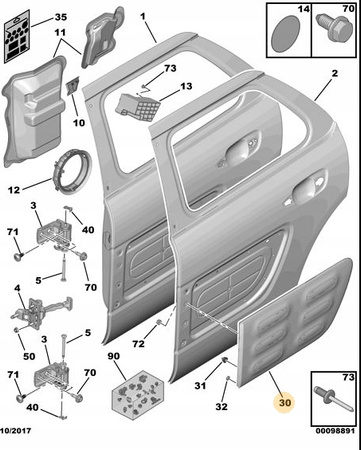 LISTWA DRZWI LEWY TYŁ CITROEN C4 CACTUS OE 98010237xt