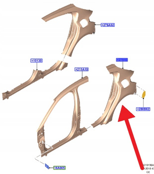 BŁOTNIK LEWY TYŁ FORD FOCUS HATCHBACK 2018- OE 2206883 _ JX7B-A27851-AA