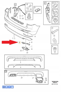 WSPORNIK MOCOWANIE PRAWEJ KOŃCÓWKI WYDECHU VOLVO XC60 2018- OE 31449139