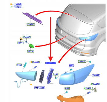 OSŁONA LEWA LAMPY TYLNEJ ZEWNĘTRZNEJ SMAX 2015- 2022354 _ EM2B-13N553-BF